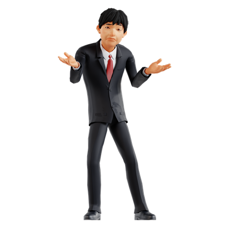 Businessman Standing With Open Hands  3D Illustration