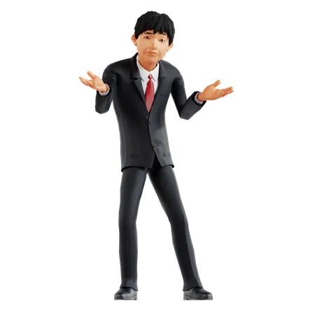 Businessman Standing With Open Hands  3D Illustration