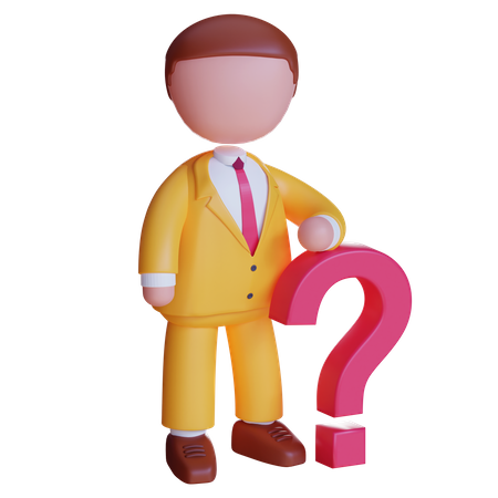 Businessman Standing with question mark  3D Icon
