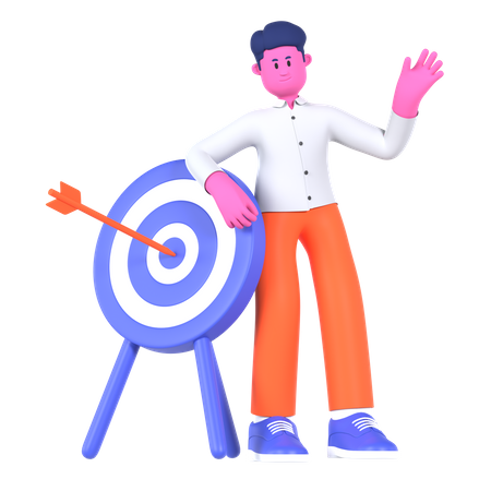 Businessman Standing With Target  3D Illustration