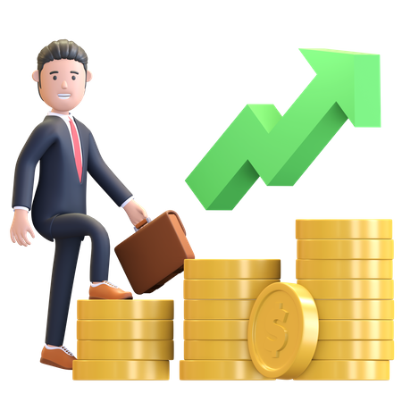Businessman stepping success  3D Icon