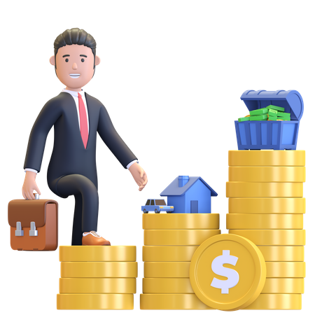 Businessman stepping success career  3D Illustration