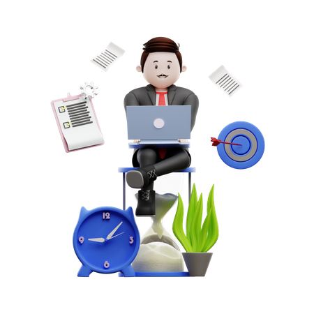 Businessman Structuring Work  3D Illustration