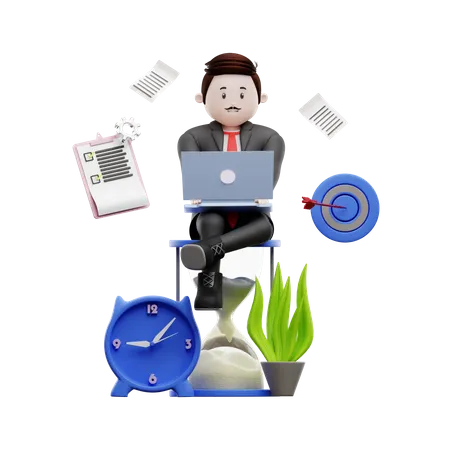 Businessman Structuring Work  3D Illustration