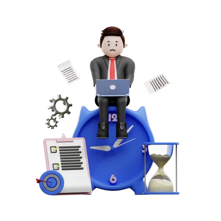 Businessman Structuring Work  3D Illustration