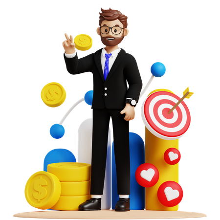 Businessman Success Investment  3D Illustration