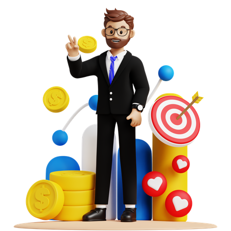 Businessman Success Investment  3D Illustration