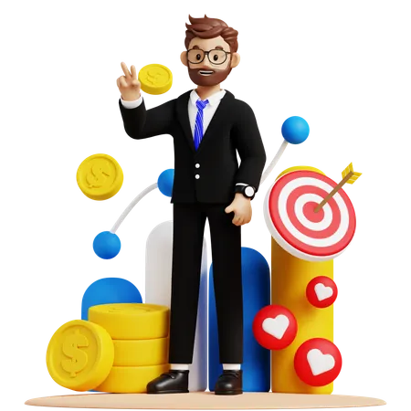 Businessman Success Investment  3D Illustration