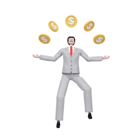 Businessman Success Through Financial Growth Represented  3D Illustration