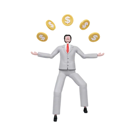 Businessman Success Through Financial Growth Represented  3D Illustration