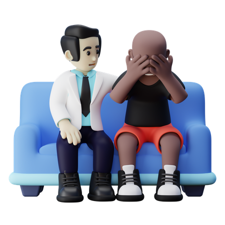 Businessman Supporting Man For Mental Health  3D Illustration