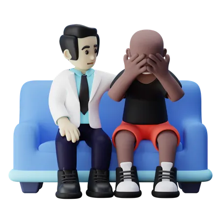 Businessman Supporting Man For Mental Health  3D Illustration