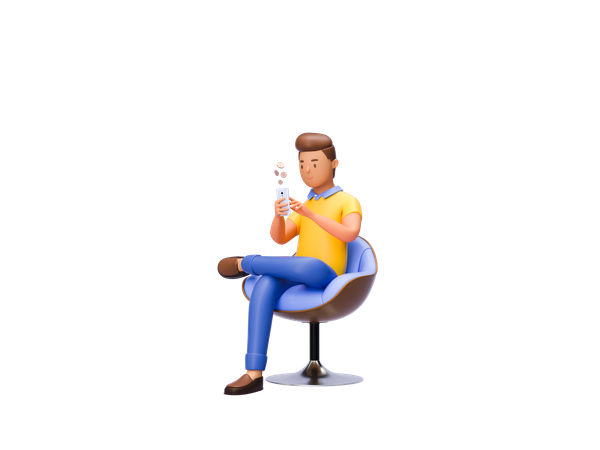 Businessman surfing on mobile 3D Illustration