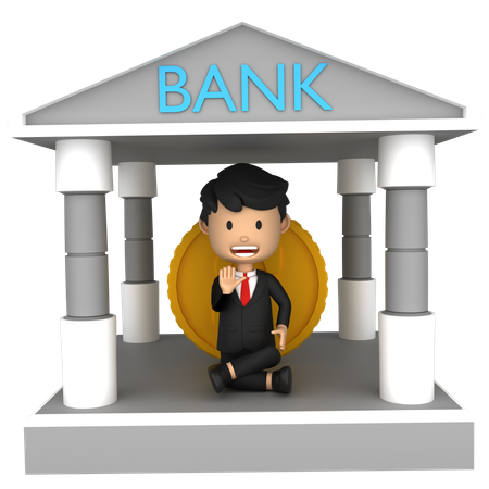 Businessman taking Bank Loan  3D Icon