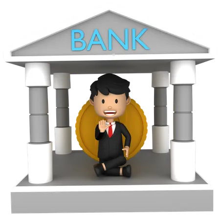 Businessman taking Bank Loan  3D Illustration