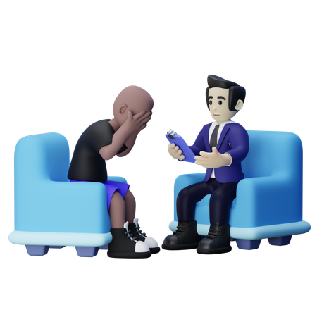 Businessman Taking Mental Health Therapy  3D Illustration