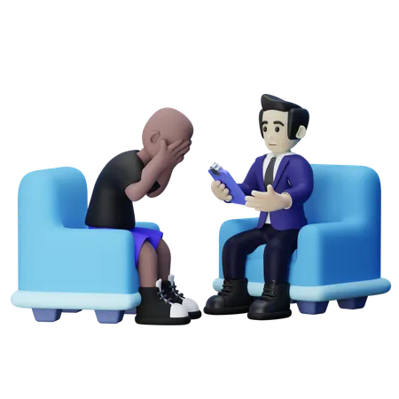 Businessman Taking Mental Health Therapy  3D Illustration