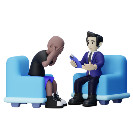 Businessman Taking Mental Health Therapy  3D Illustration