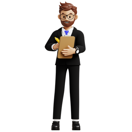 Businessman Taking Notes  3D Illustration