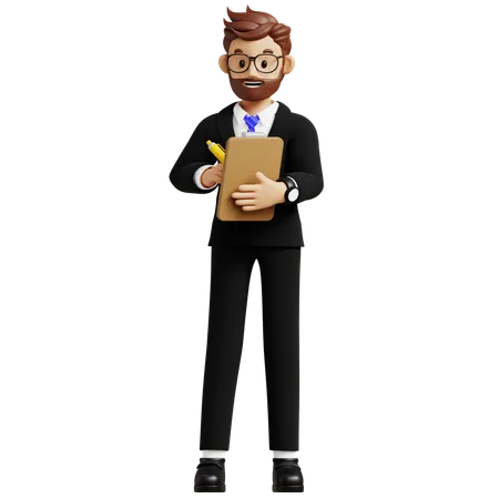 Businessman Taking Notes  3D Illustration