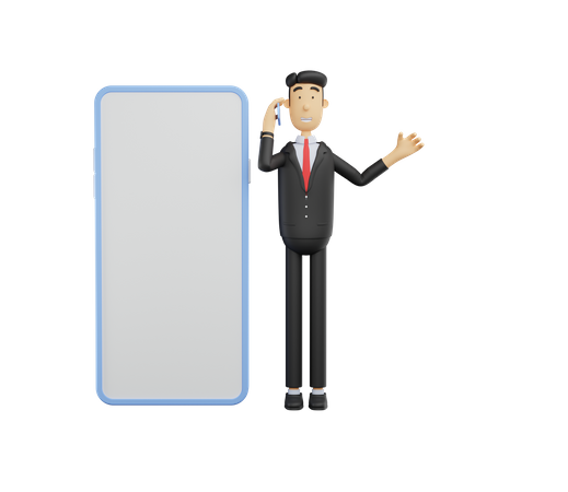 Businessman taking on mobile  3D Illustration