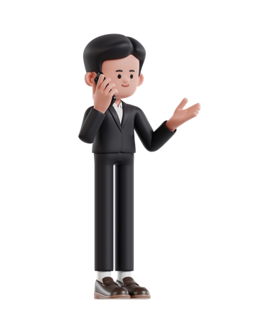 Businessman Talking Business On The Phone  3D Illustration