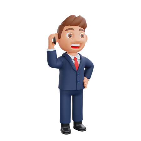 Businessman talking on cellphone  3D Icon