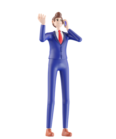 Businessman talking on mobile  3D Illustration