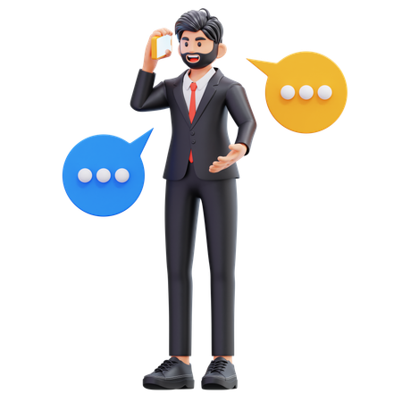 Businessman Talking On Mobile Phone  3D Illustration