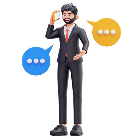 Businessman Talking On Mobile Phone  3D Illustration