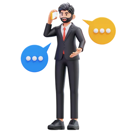 Businessman Talking On Mobile Phone  3D Illustration