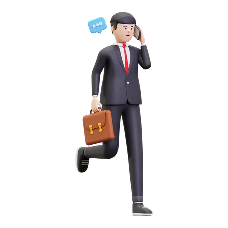 Businessman Talking On Phone  3D Illustration
