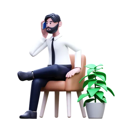 Businessman Talking On Phone  3D Illustration