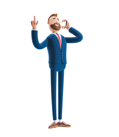 Businessman Talking on Phone  3D Illustration