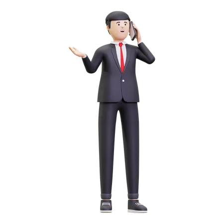 Businessman Talking On Phone  3D Illustration