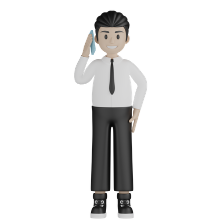 Businessman talking on phone  3D Illustration