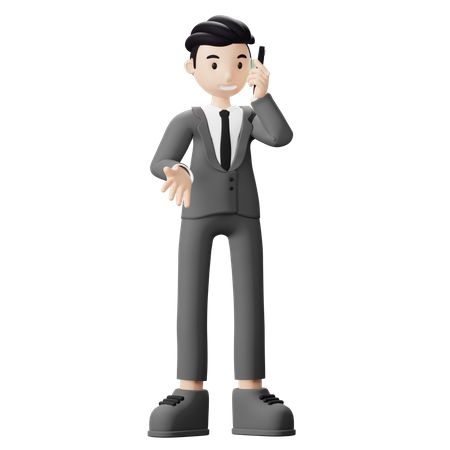 Businessman talking on phone  3D Illustration