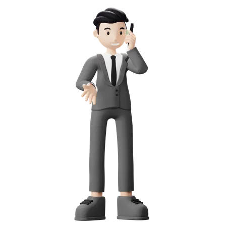 Businessman talking on phone  3D Illustration