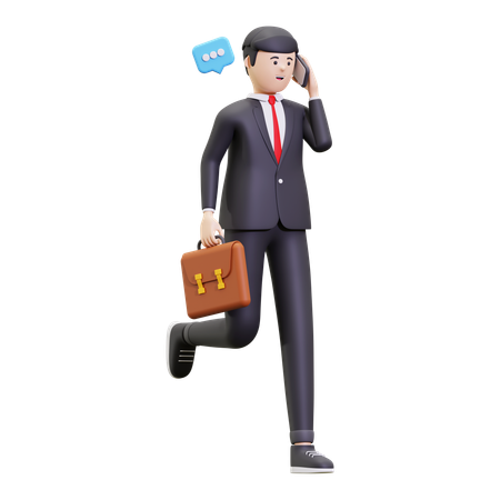 Businessman Talking On Phone  3D Illustration