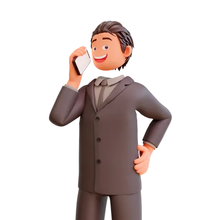 Businessman talking on phone  3D Illustration