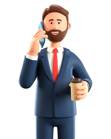 Businessman talking on phone  3D Illustration