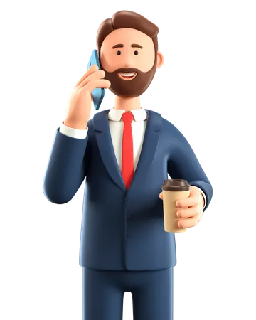 Businessman talking on phone  3D Illustration