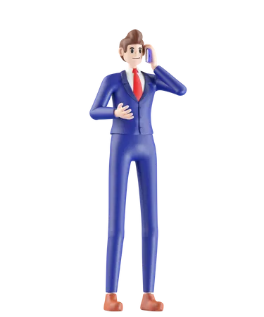 Businessman talking on phone  3D Illustration