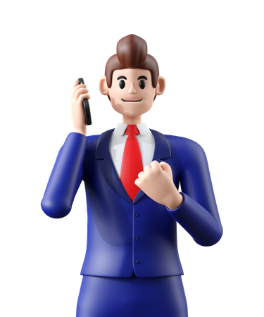 Businessman talking on phone  3D Illustration