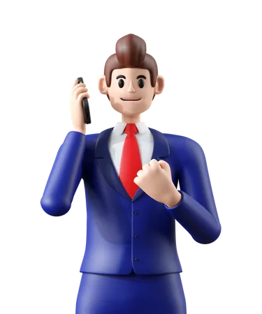 Businessman talking on phone  3D Illustration