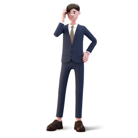 Businessman talking on phone  3D Illustration