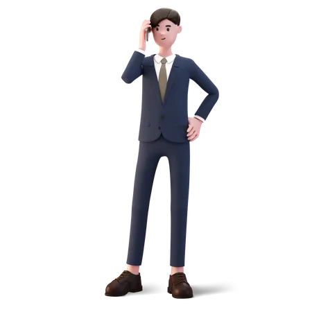 Businessman talking on phone  3D Illustration