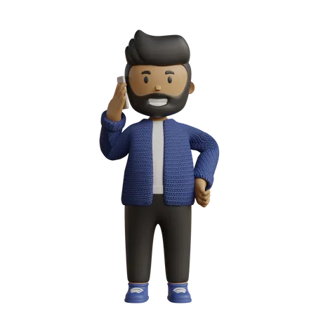 Businessman talking on phone  3D Illustration