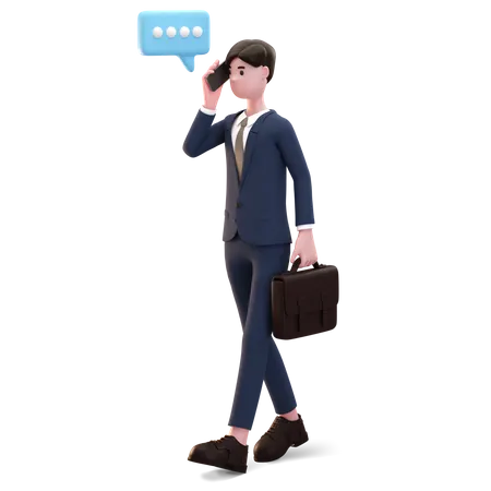 Businessman talking on phone  3D Illustration