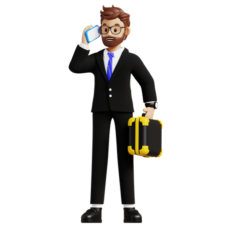 Businessman Talking On Phone  3D Illustration